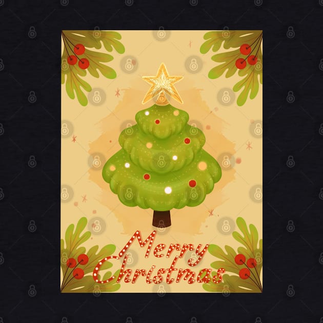 Christmas Tree | Merry Christmas Art | Christmas gift | Xmas illustration by Print Art Station